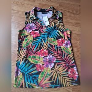 Rafaella NWT Ladies Top, Bright Tropical Print, Sz S, MSRP $44